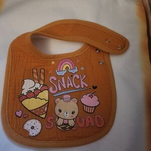 Orange Snack Squad Baby Bib